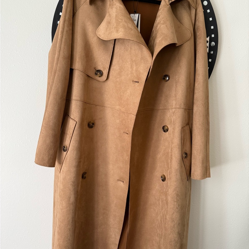 Banana Republic Elegant Tan Double-Breasted Women's vegan leather Coat Medium